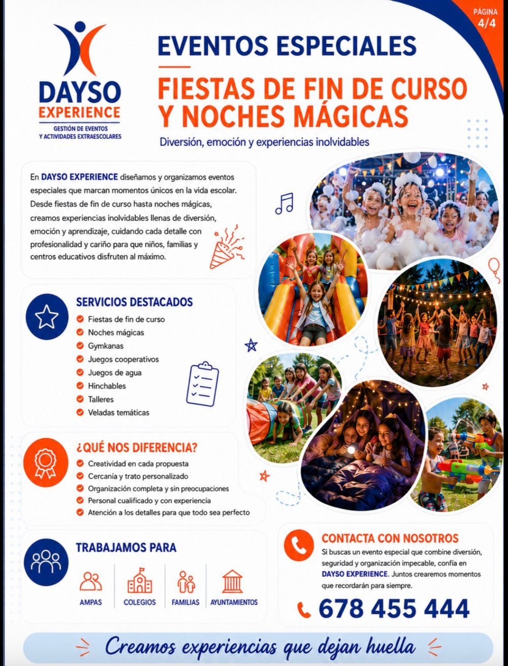 Dossier de eventos especiales y fiestas de fin de curso de DAYSO Experience