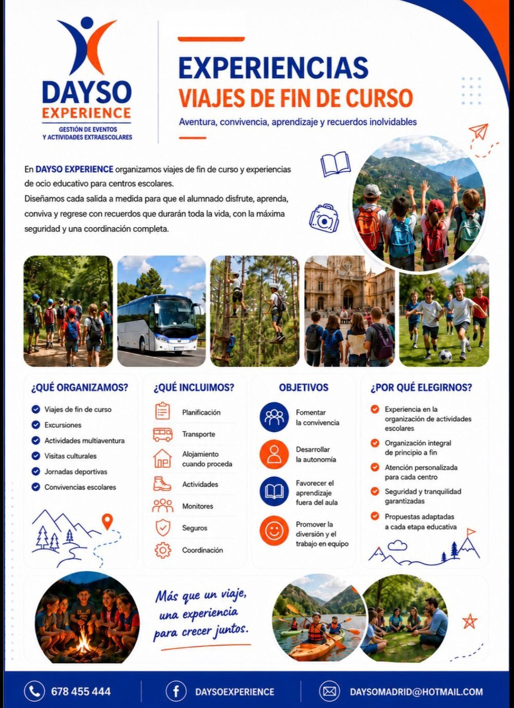 Dossier de viajes de fin de curso de DAYSO Experience